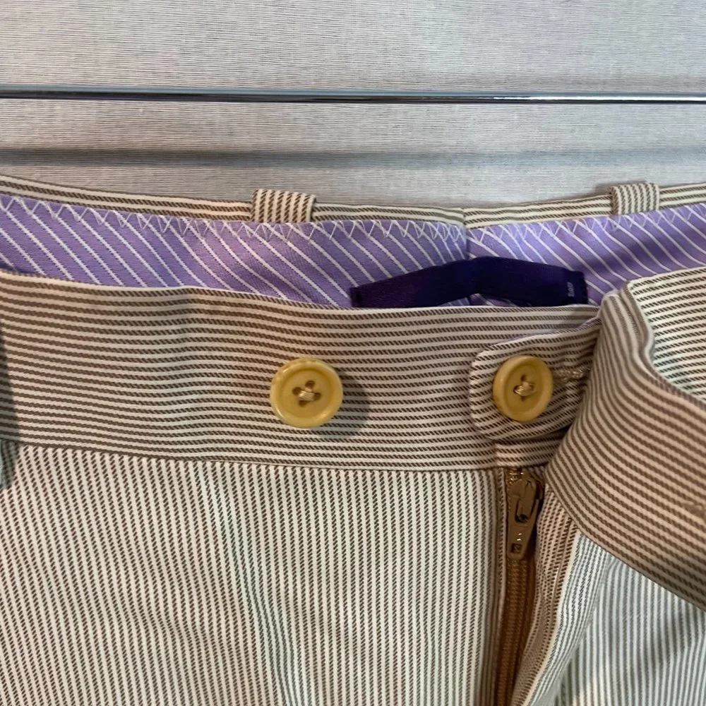 Aristo Eighteen Mens Brown/White Stirling Pinstripe Alberdeen Dress Pant 38/35